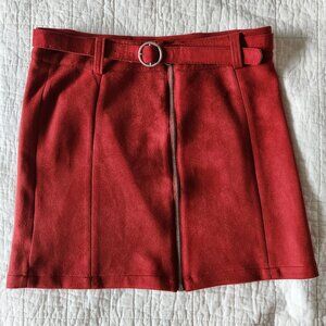 🇫🇷 French Mini Faux Suede Red Skirt - Size M
